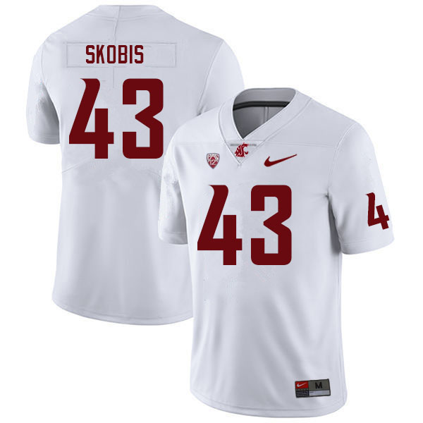 Men #43 Jacob Skobis Washington State Cougars College Football Jerseys Sale-White
